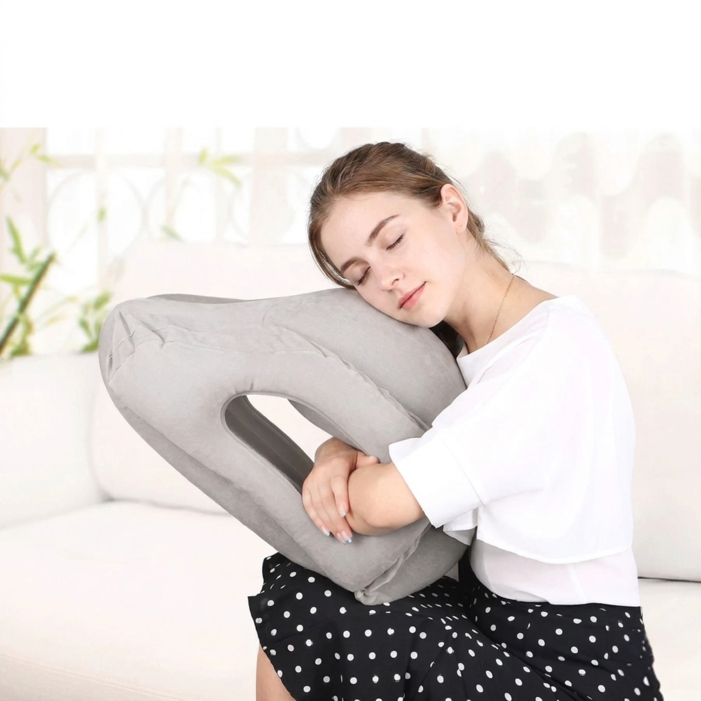 Upgraded Inflatable Travel Pillow with Chin Support